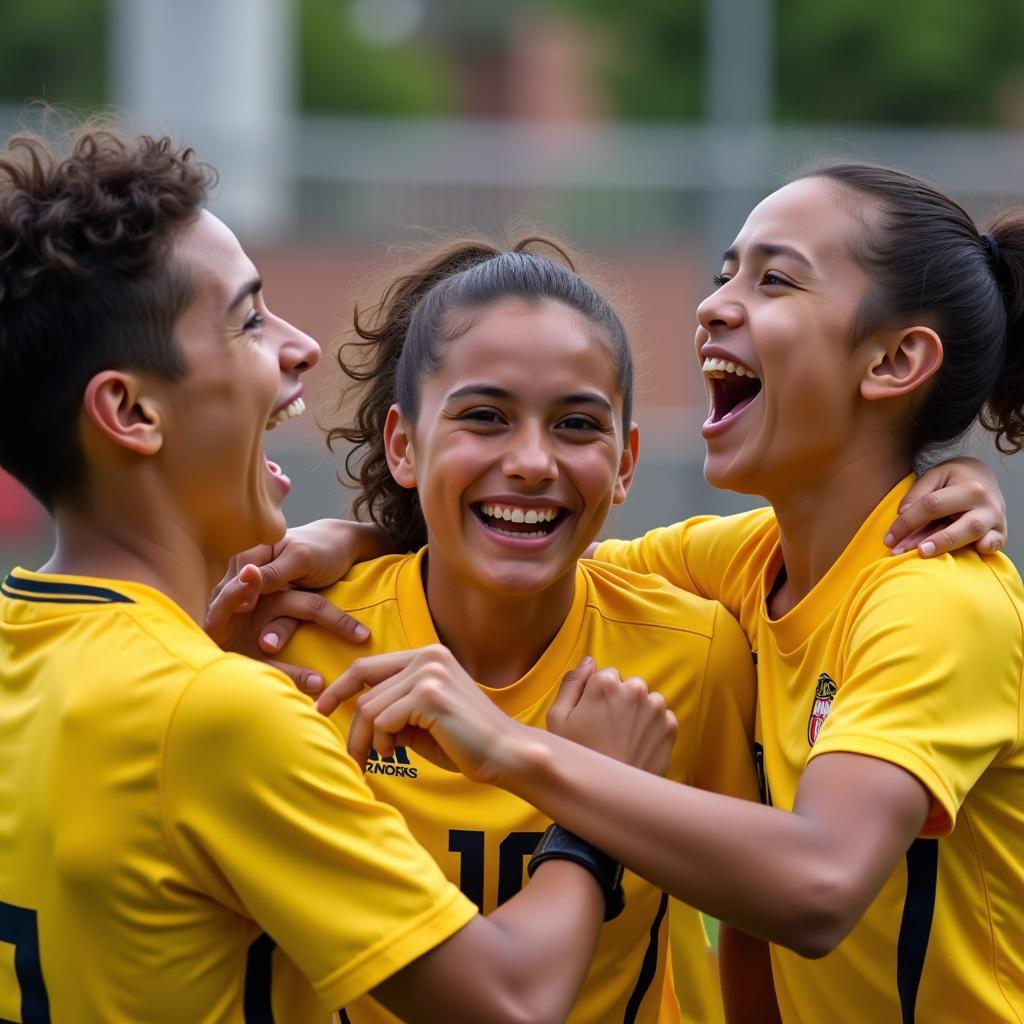 District 3 Football Players Celebrating a Goal