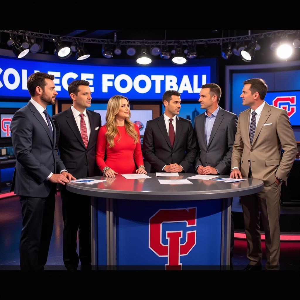 Diverse group of sports journalists in studio