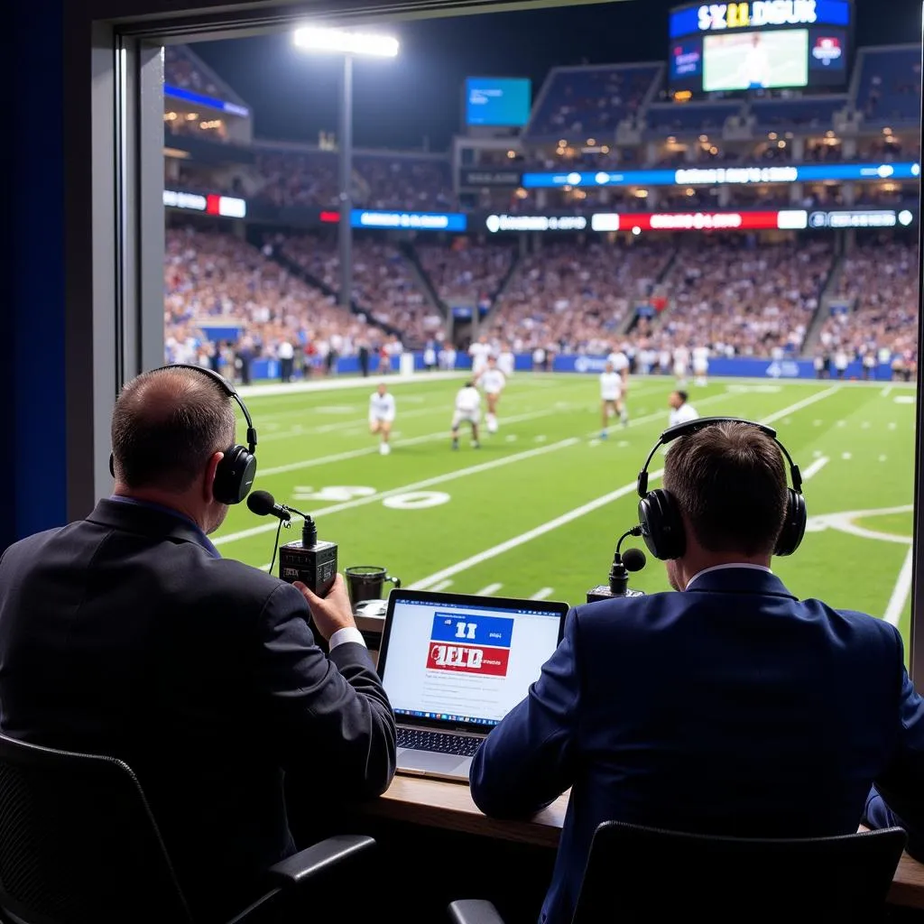 Duke Football live radio broadcast in action