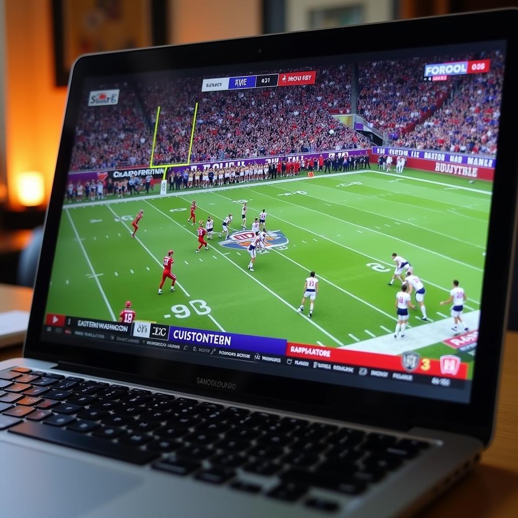 Eastern Washington Football Live Stream on a laptop