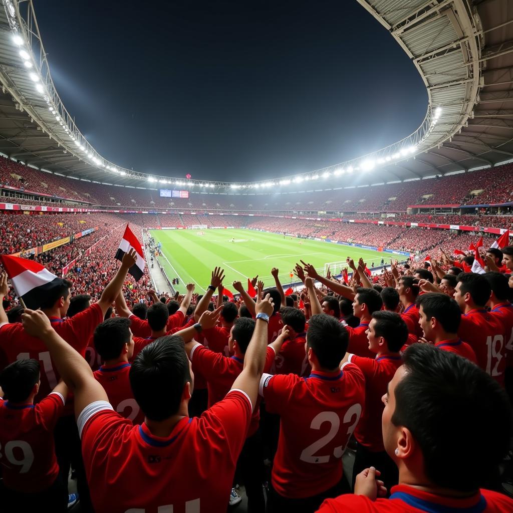 Egyptian football fans celebrating a goal