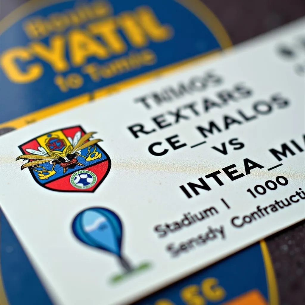 Close up of a ticket to the match between El Salvador National Football Team and Inter Miami