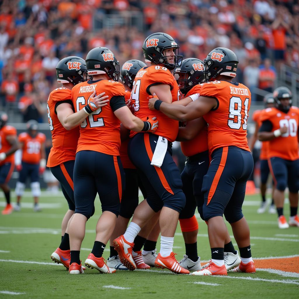 Elizabethton Cyclones Celebrating a Touchdown