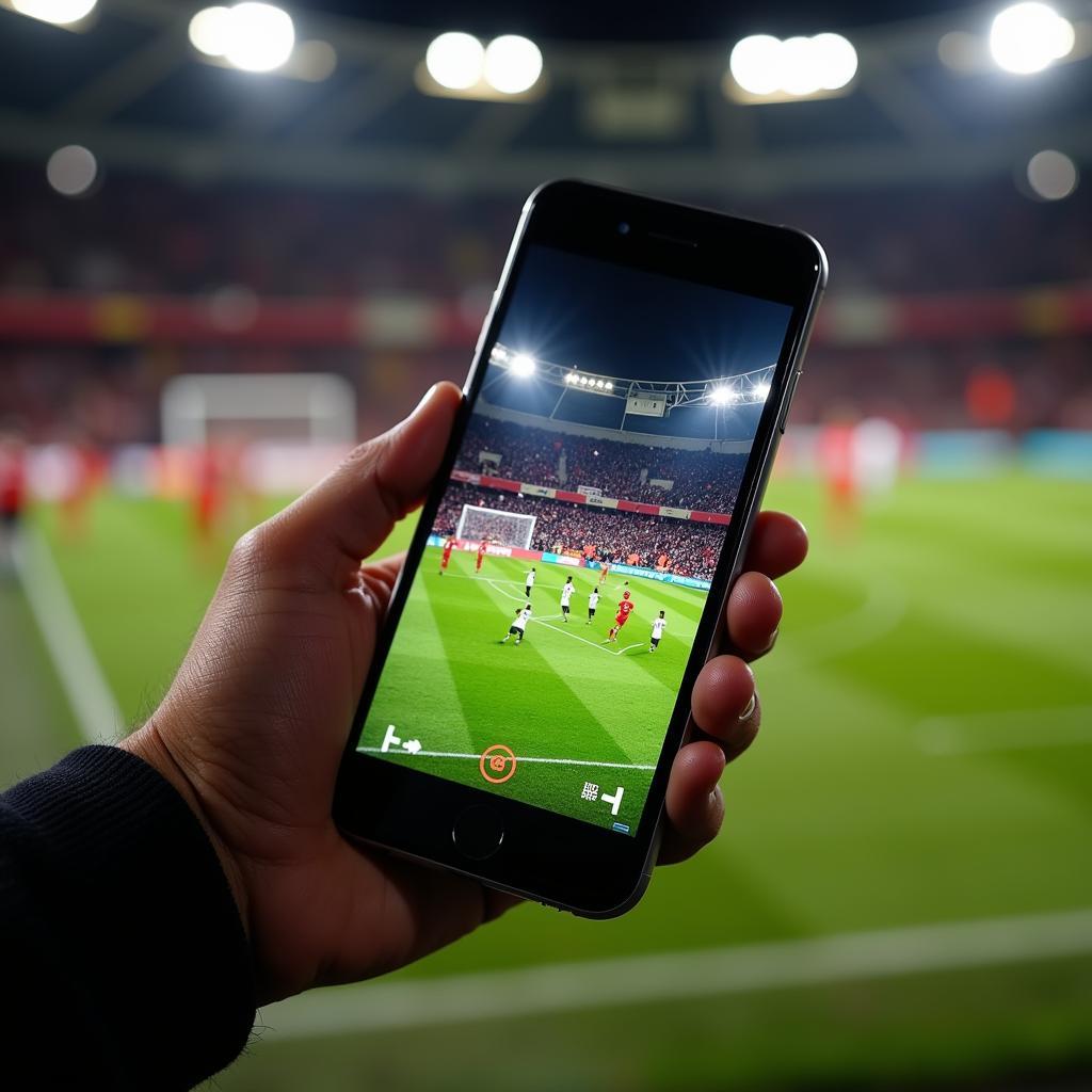 Streaming England football live on a mobile phone