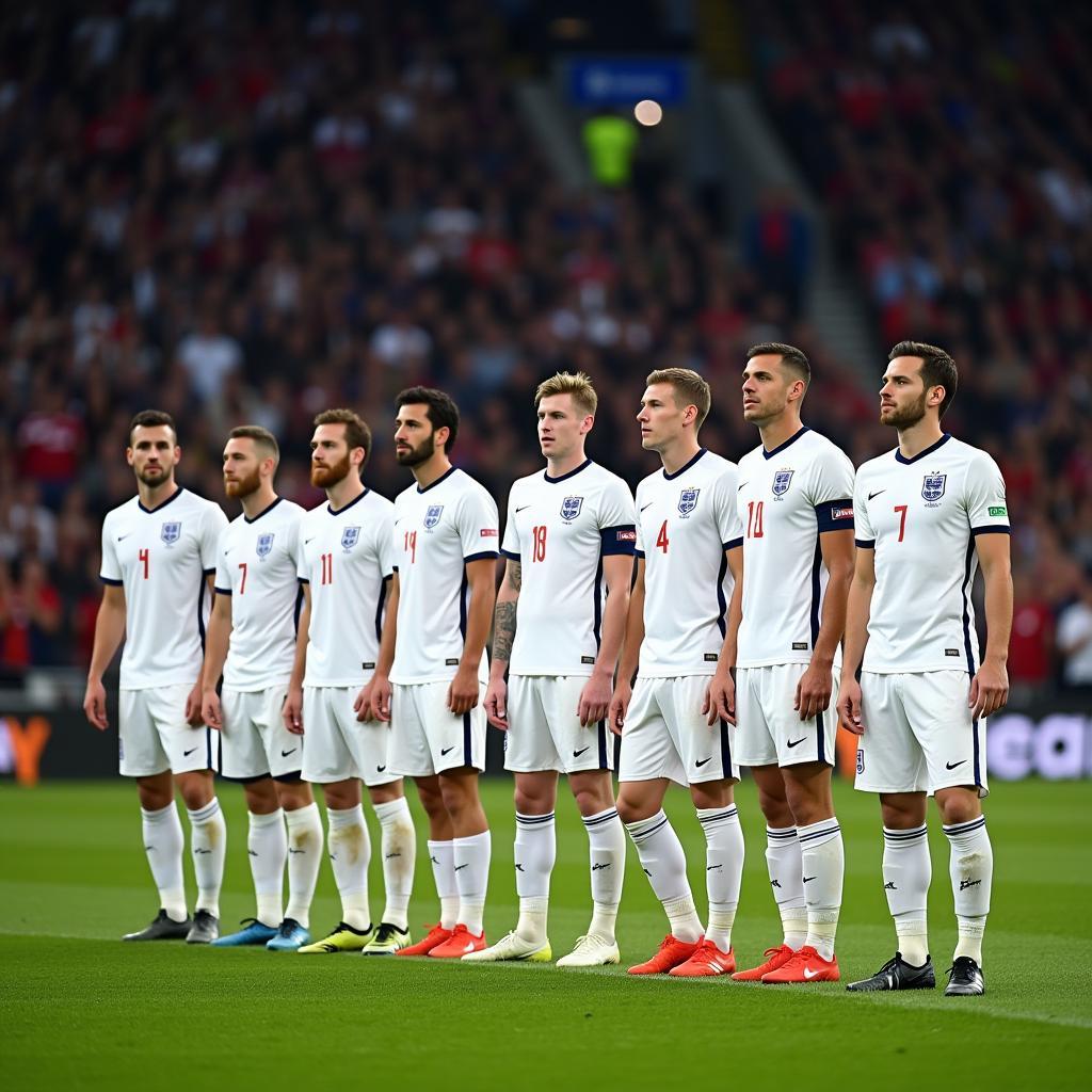 England football team lineup before a match