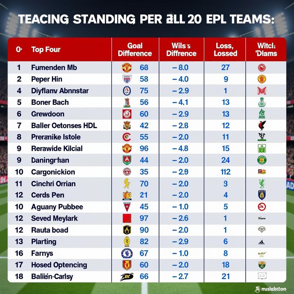 Current EPL Table Standings