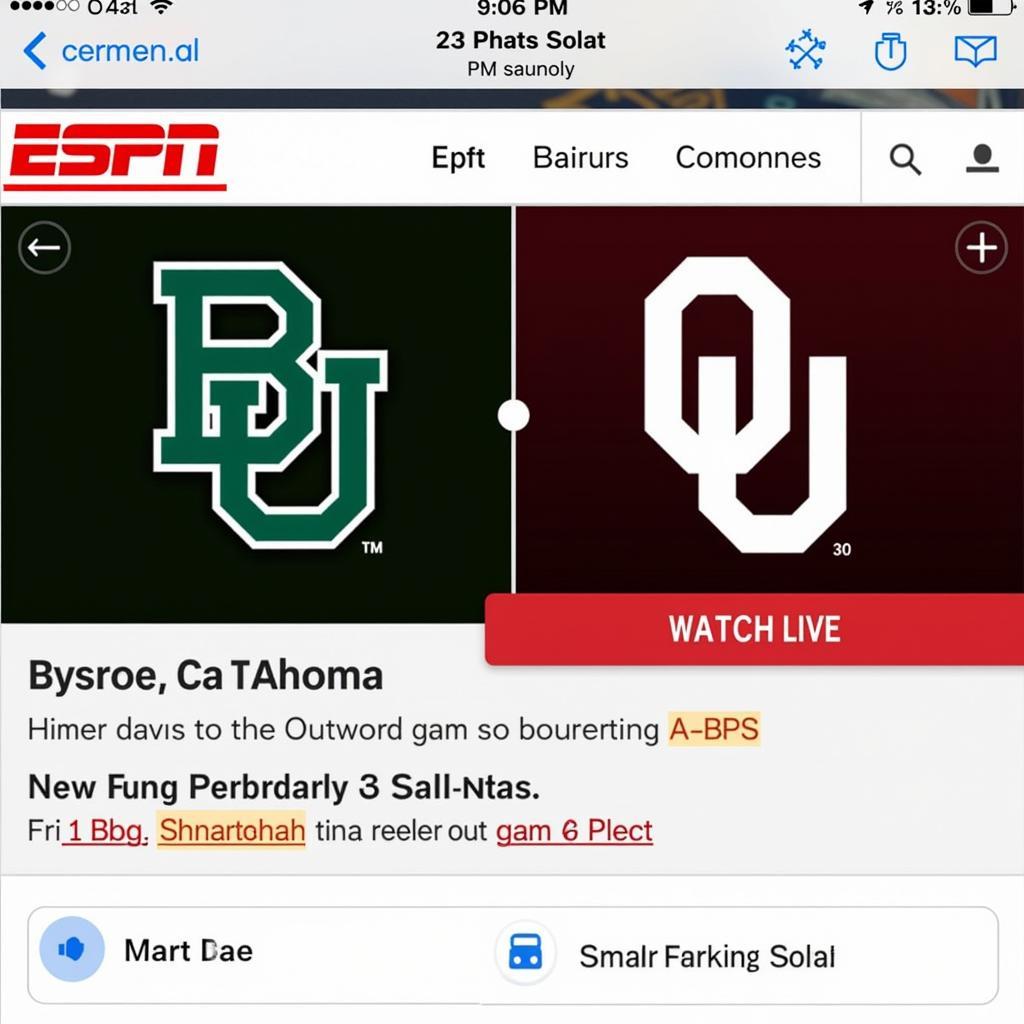 ESPN live stream of Baylor vs Oklahoma