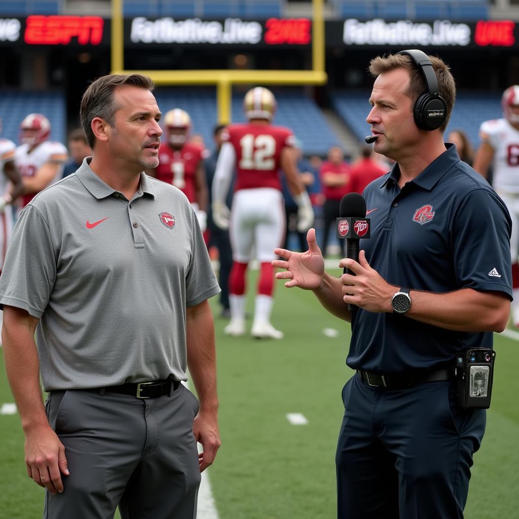 ESPN College Football Live Host Interviewing Coach