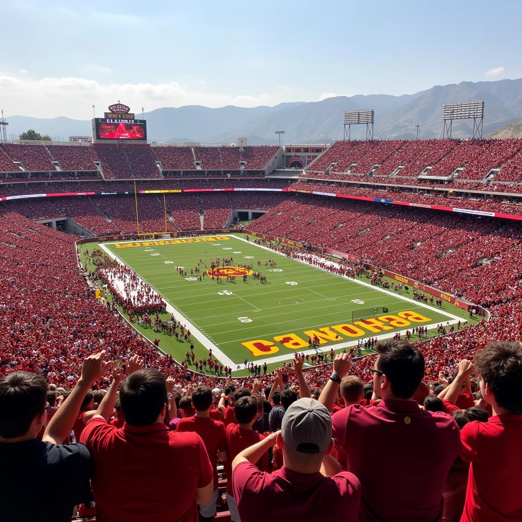 USC Trojans playing in a packed stadium