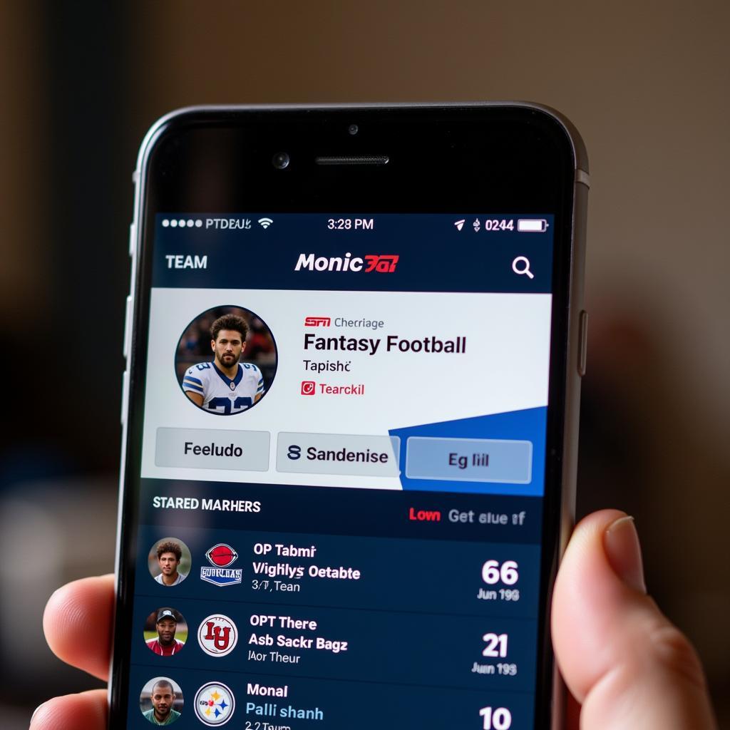 Giao diện ứng dụng ESPN Fantasy Football