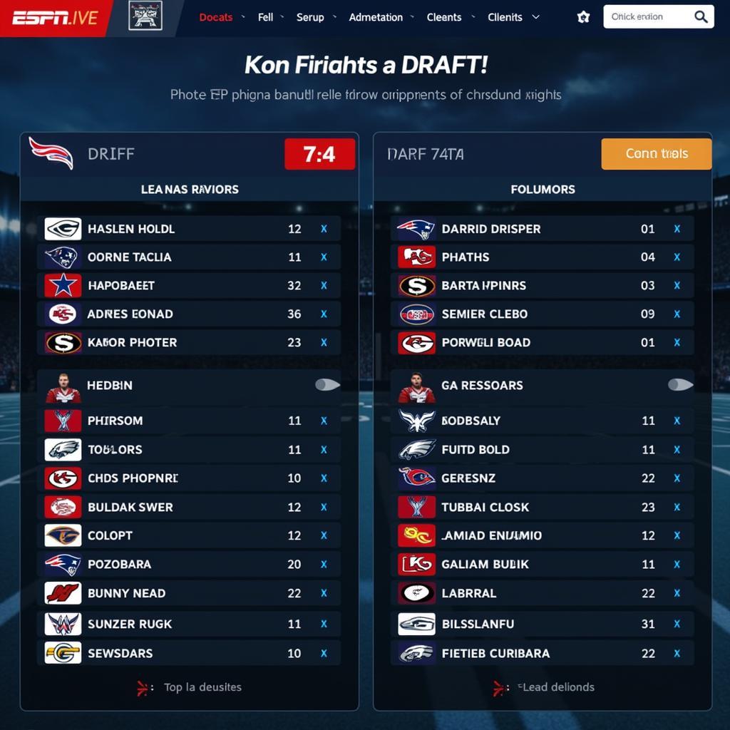 ESPN Fantasy Football Draft Board