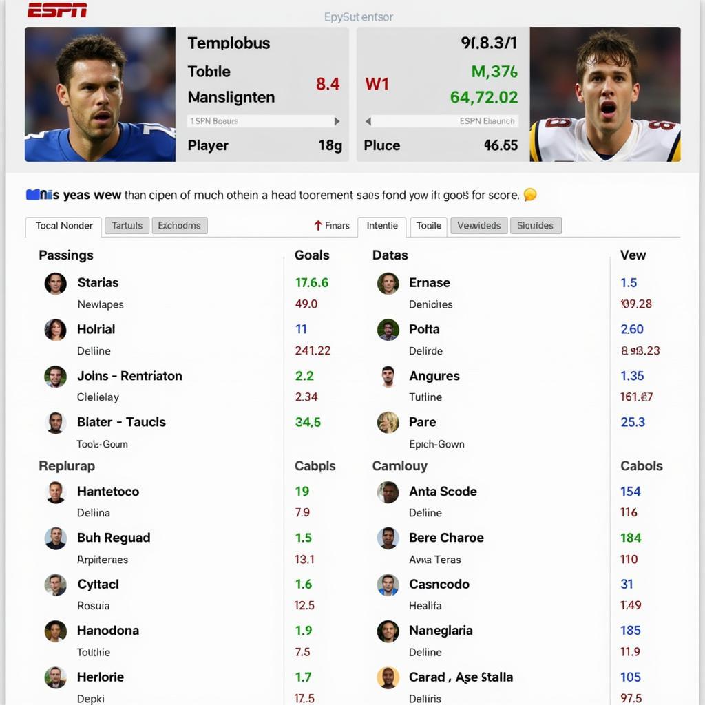 ESPN Live Football Stats Player Comparison