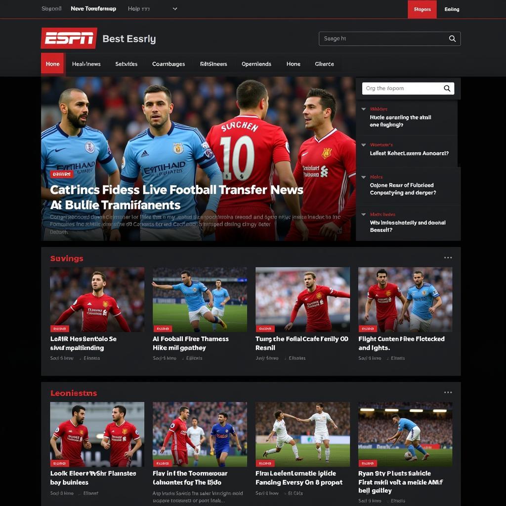 ESPN Live Football Transfer News Homepage