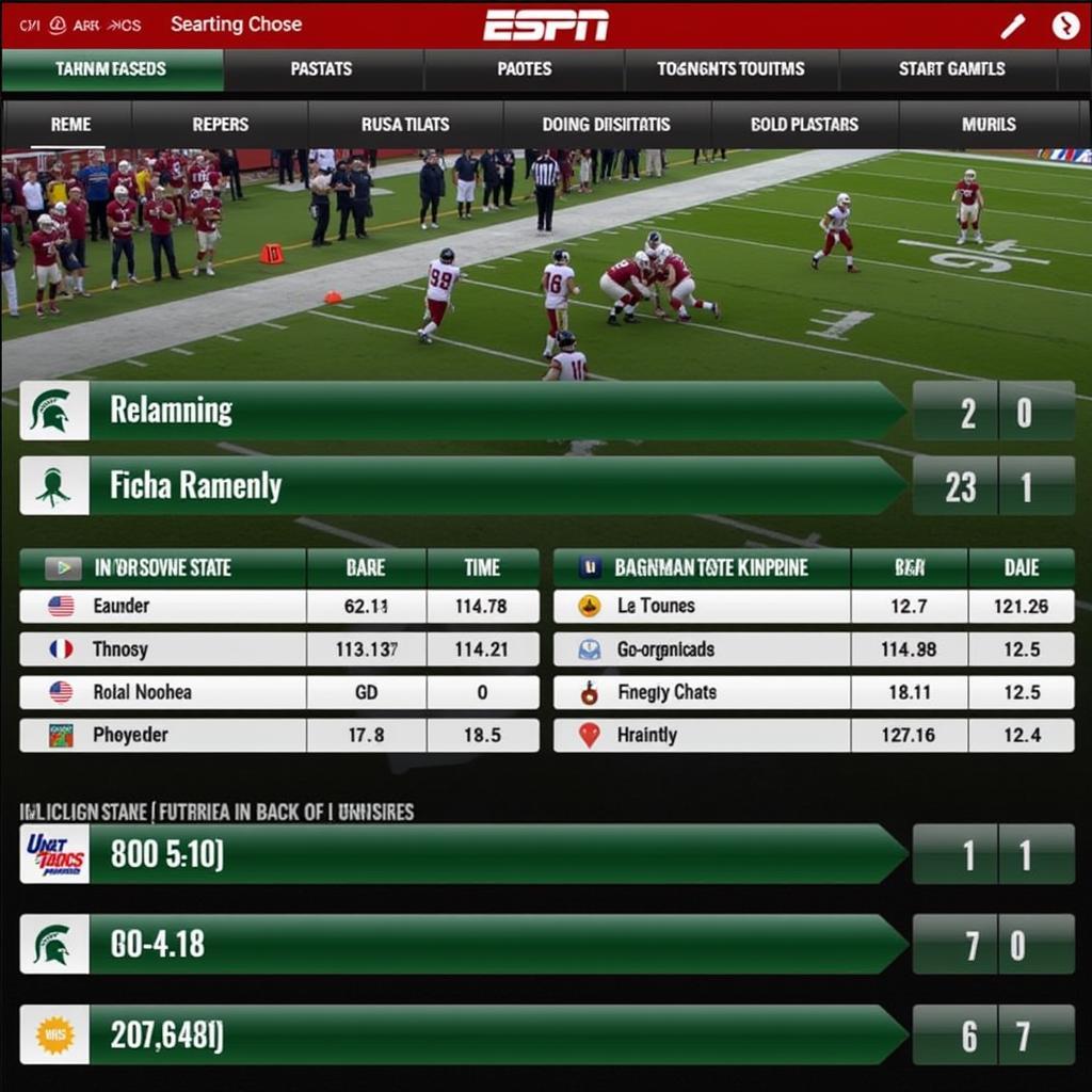 ESPN Live Stats MSU Football Screenshot