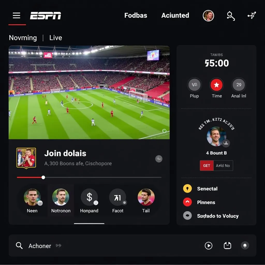 ESPN Live Streaming Football Interface