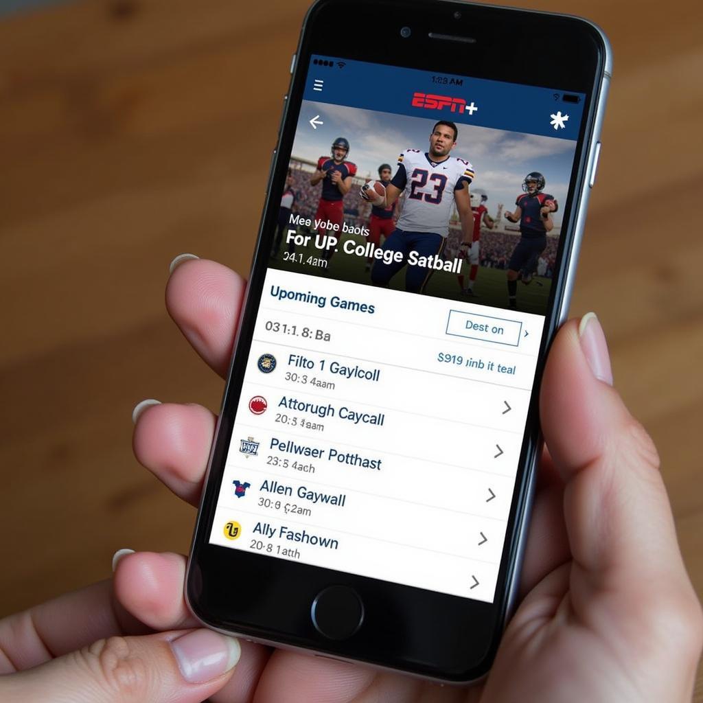 ESPN Plus College Football Schedule on Mobile App