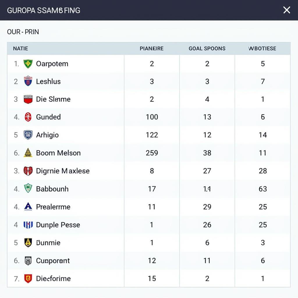 Europa League Group Stage Standings