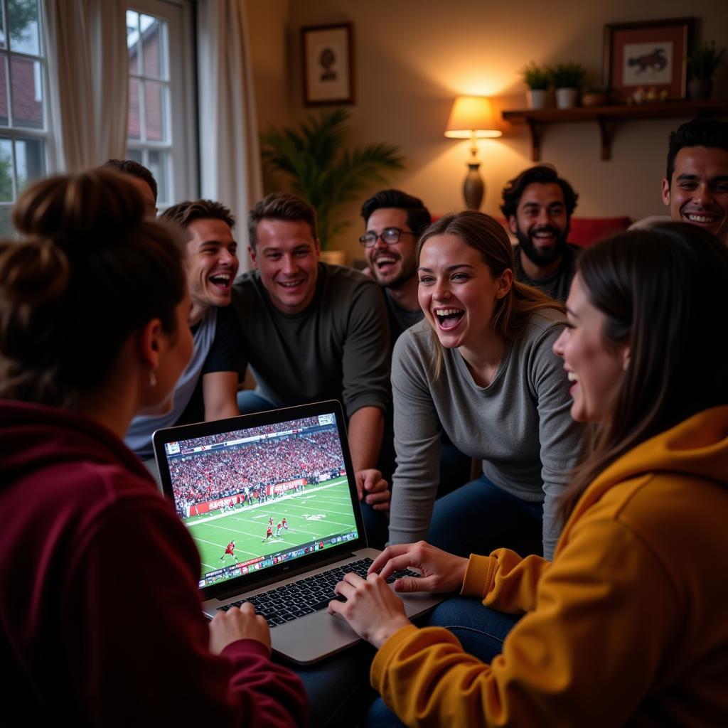 Excited Fans Watching Cougar Football Live