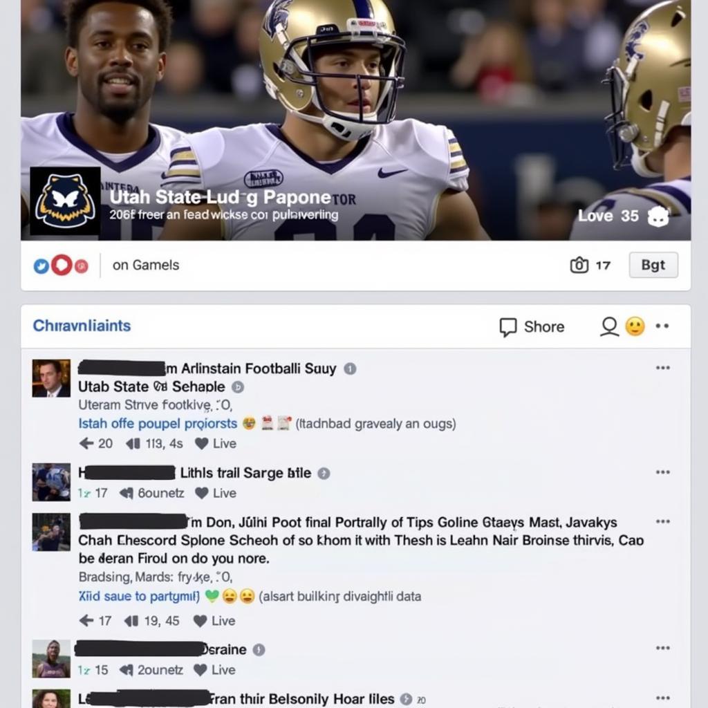 Live comments scrolling on a Facebook Live Stream of a Utah State football game