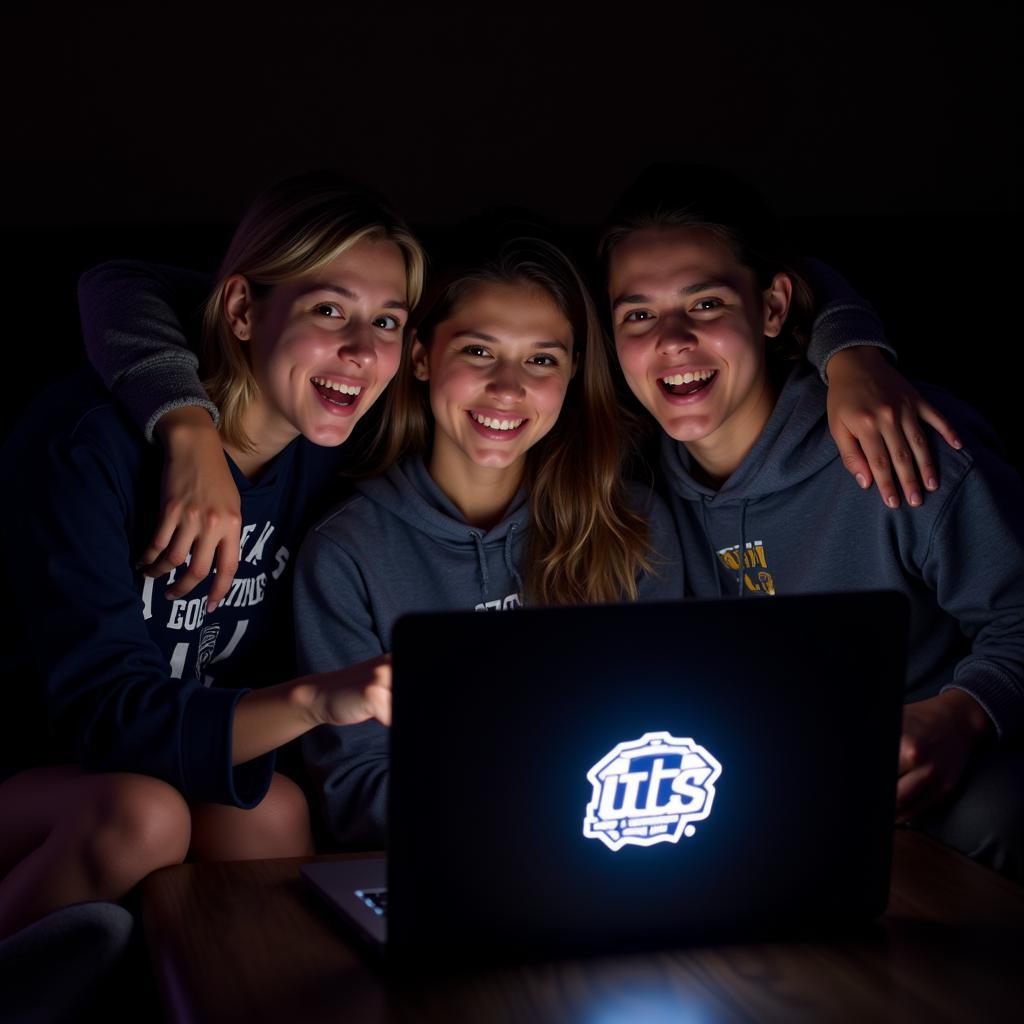 Utah State fans cheering during a Facebook Live stream