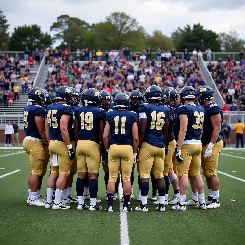 Fairfield Prep football team huddles before the game