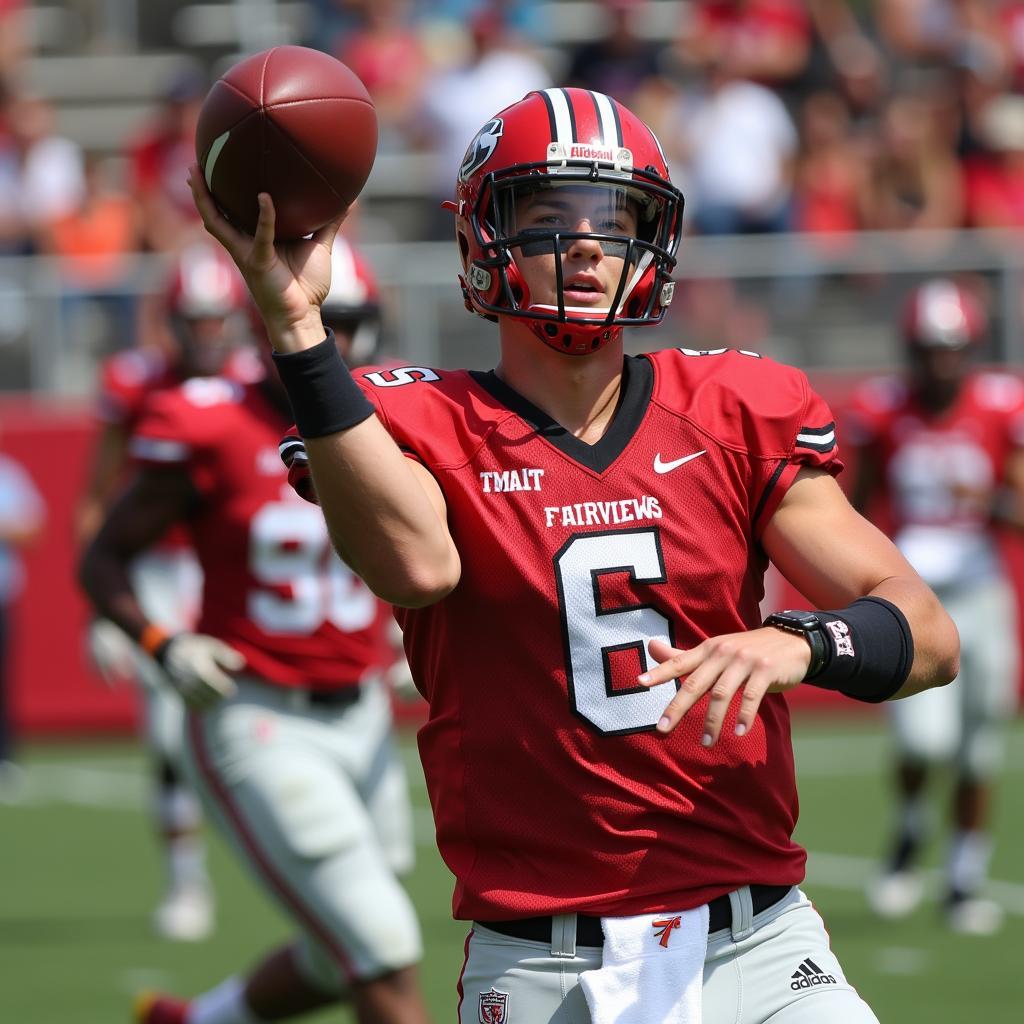 Fairview High School quarterback throwing a pass