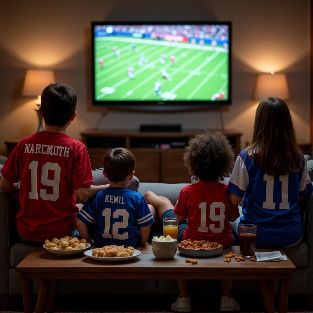 Family Enjoying NFL Game at Home