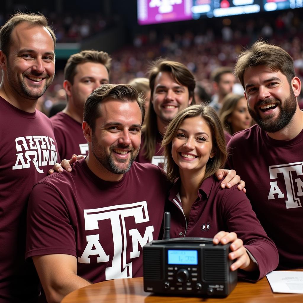 Texas A&M Aggies Fans Listening to Live Football