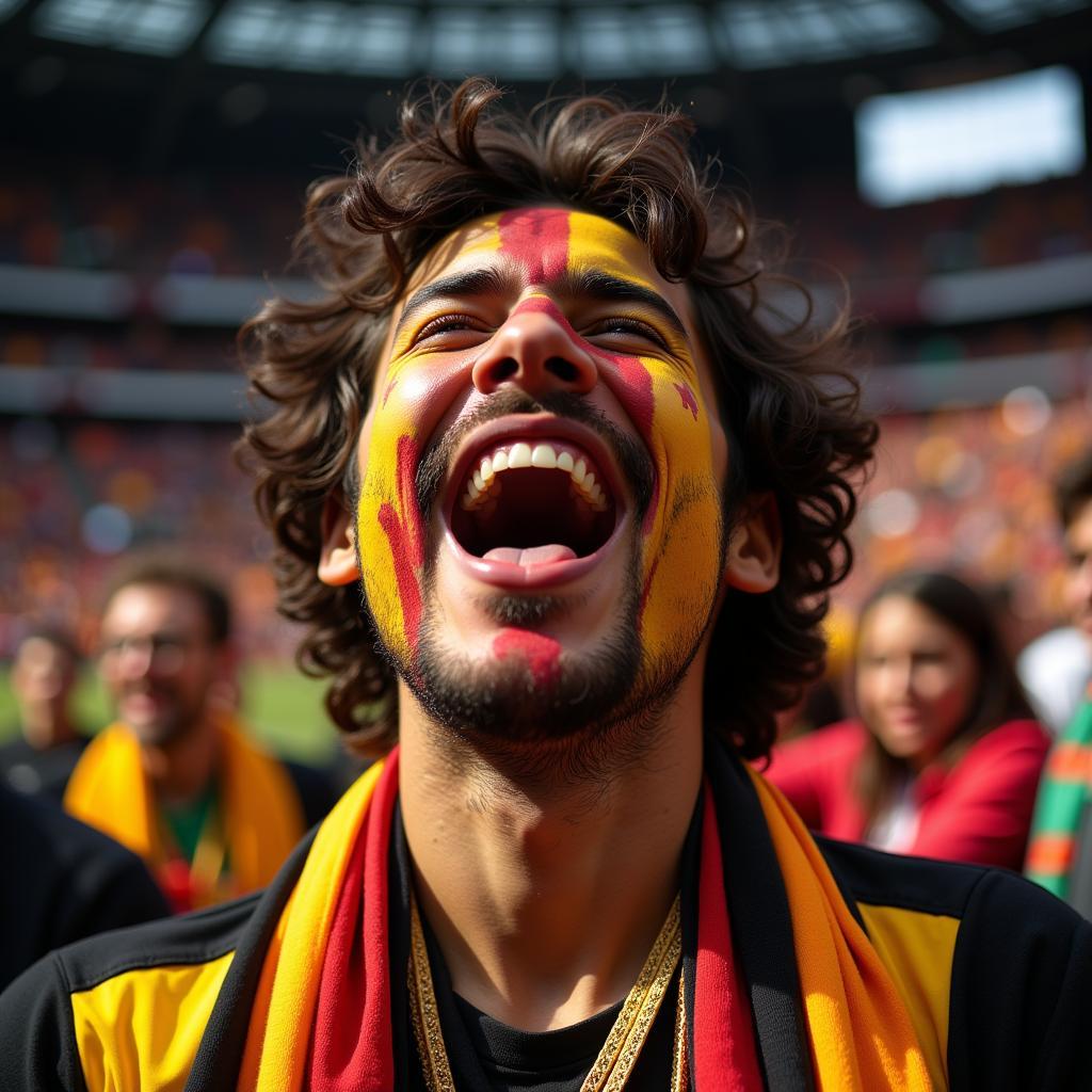 Excited Fan Watching Football Live Game