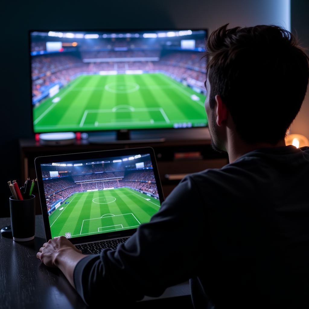 Fan Watching Football Live Stream