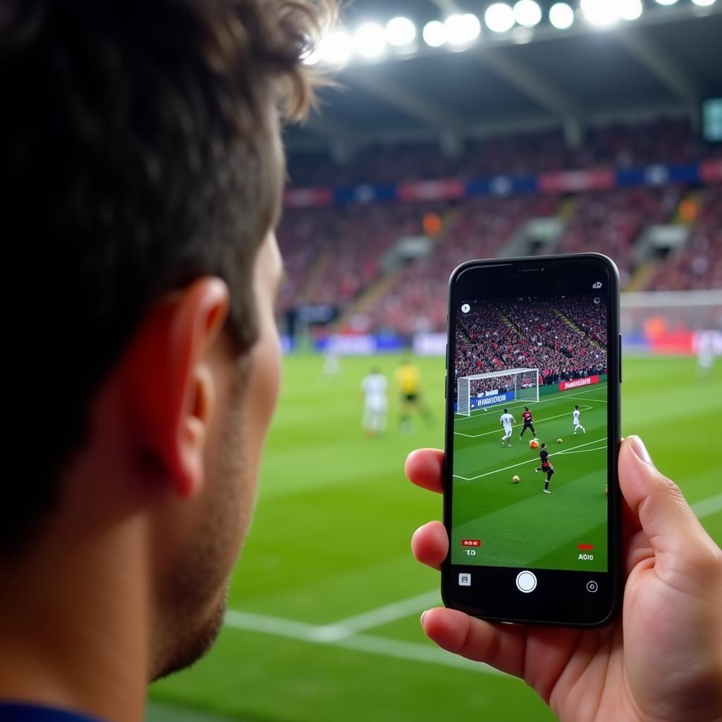 Fan Watching World Cup on Phone