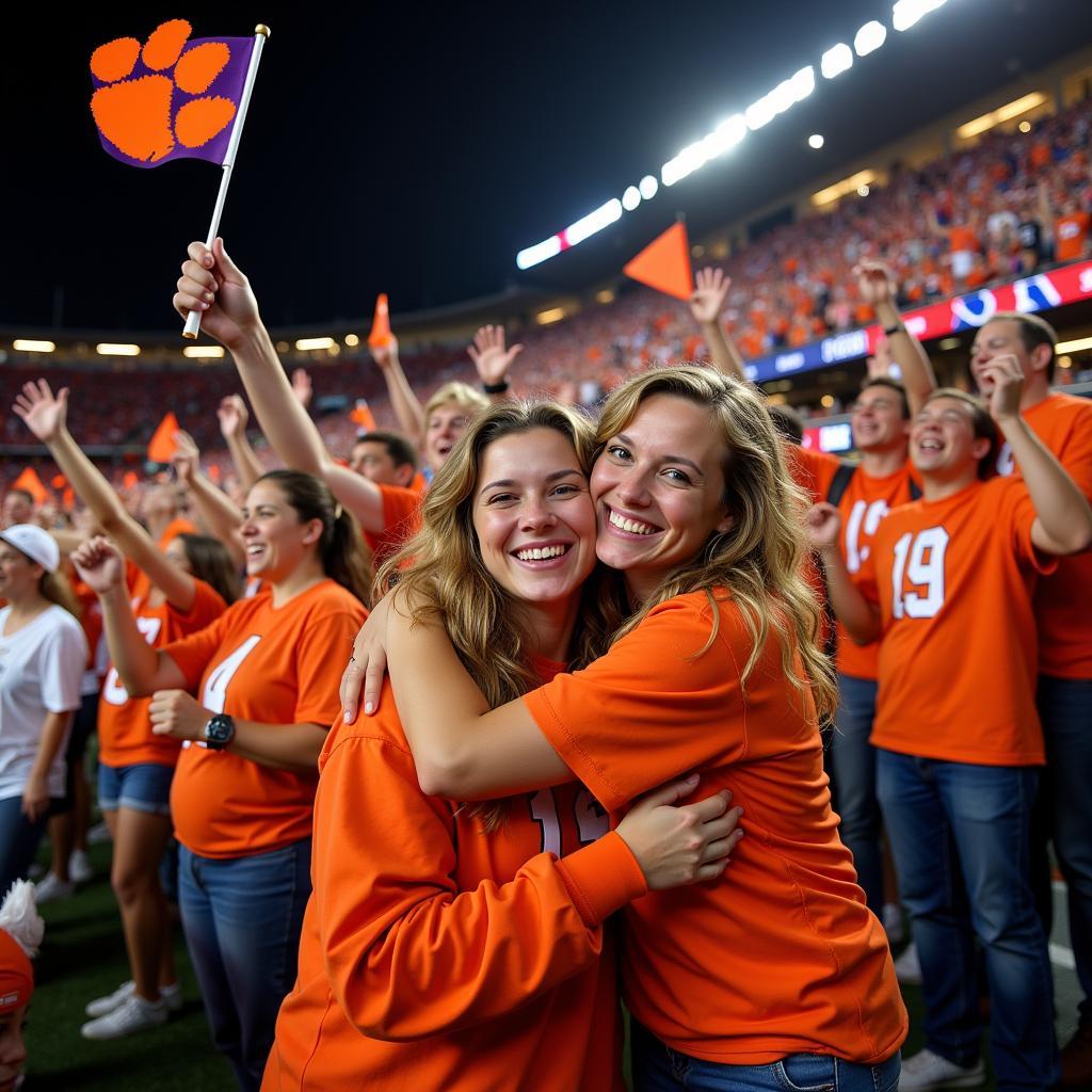 Fans celebrating Clemson's victory