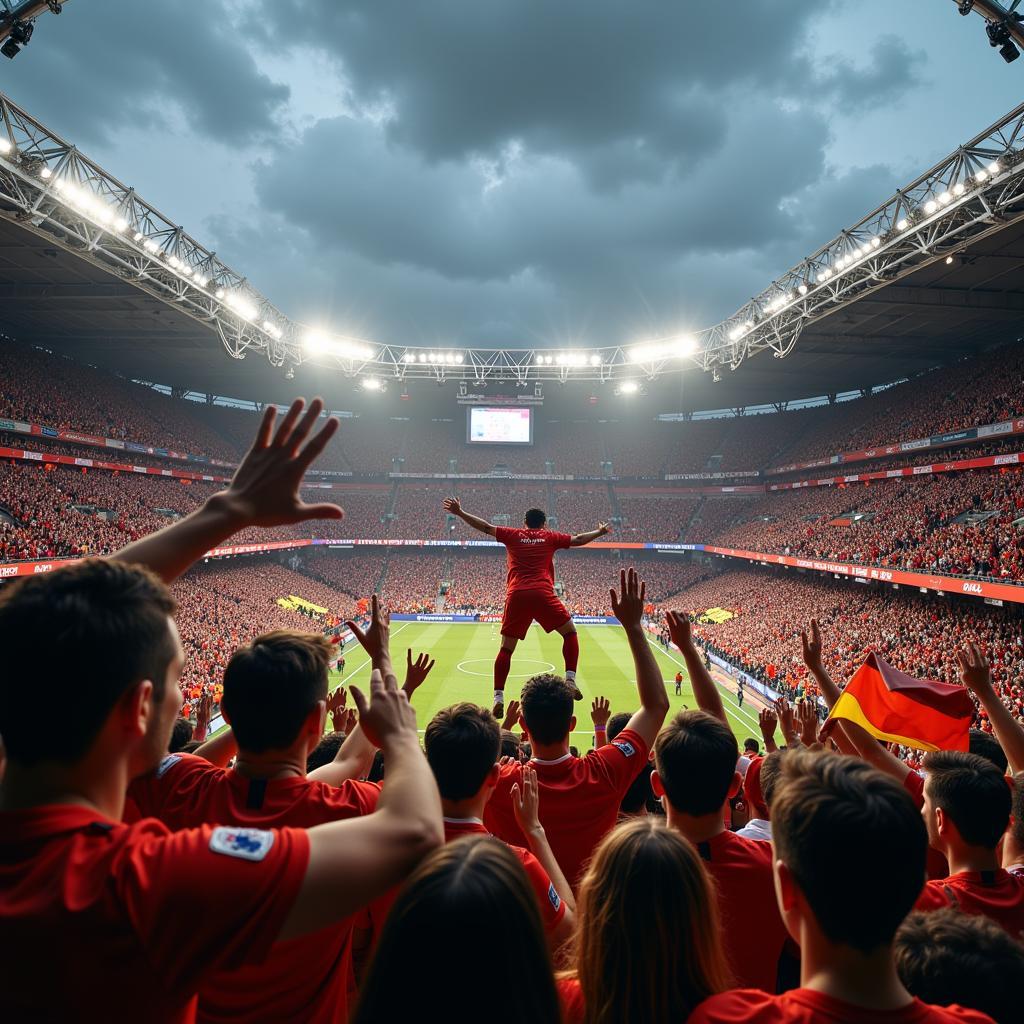 Fans Celebrating a Goal During a Match