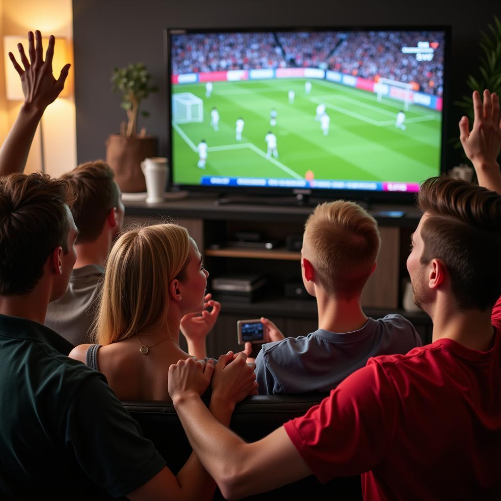 Fans Celebrating a Goal During Channel 5 Live Football