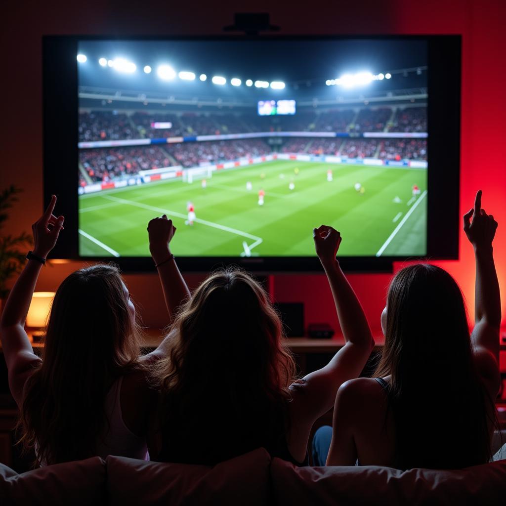 Fans cheering while watching a match