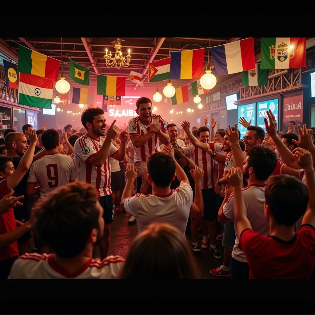 Fans Celebrating Goal in Pub