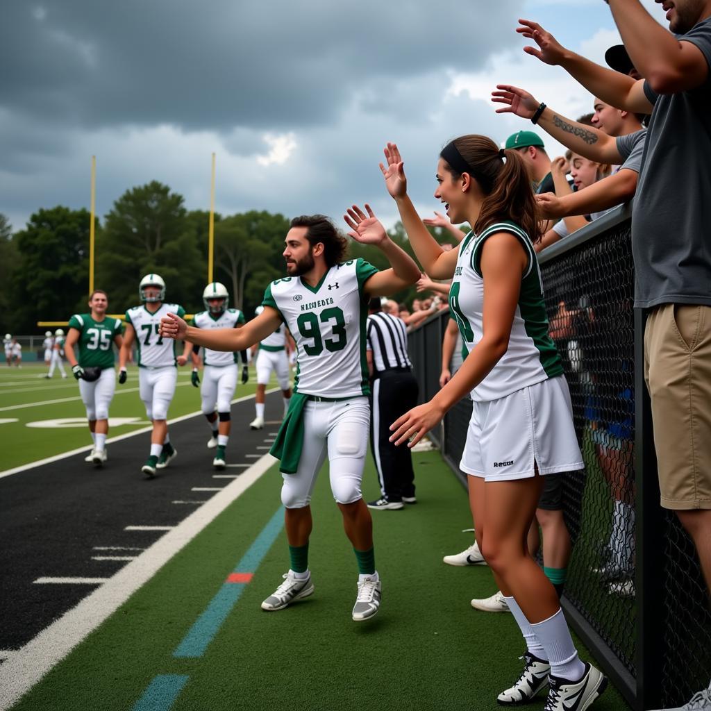 Elyria Catholic football fans erupting in celebration after a touchdown