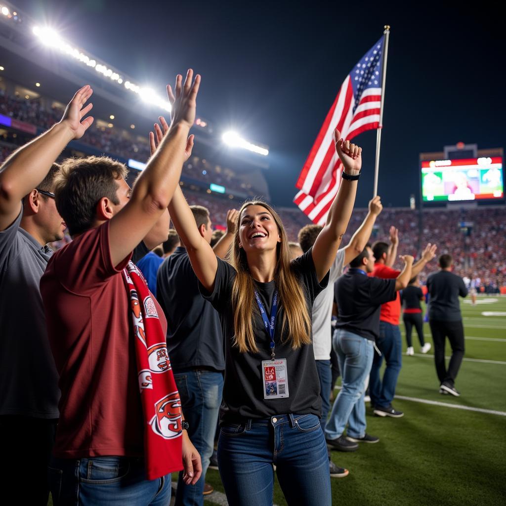 Fans Celebrating Touchdown ESPN NFL Monday Night Football