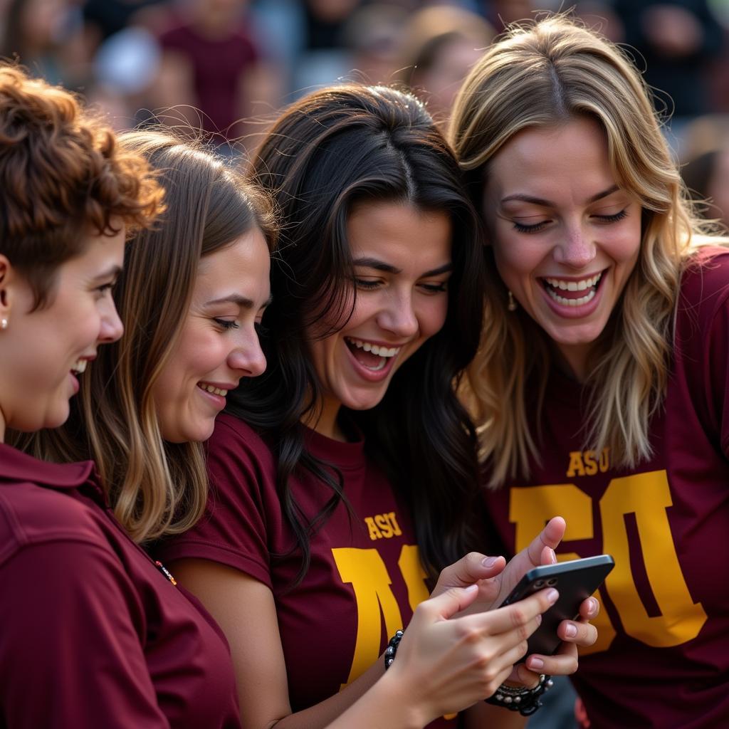 Fans Checking Live Stats on Phone