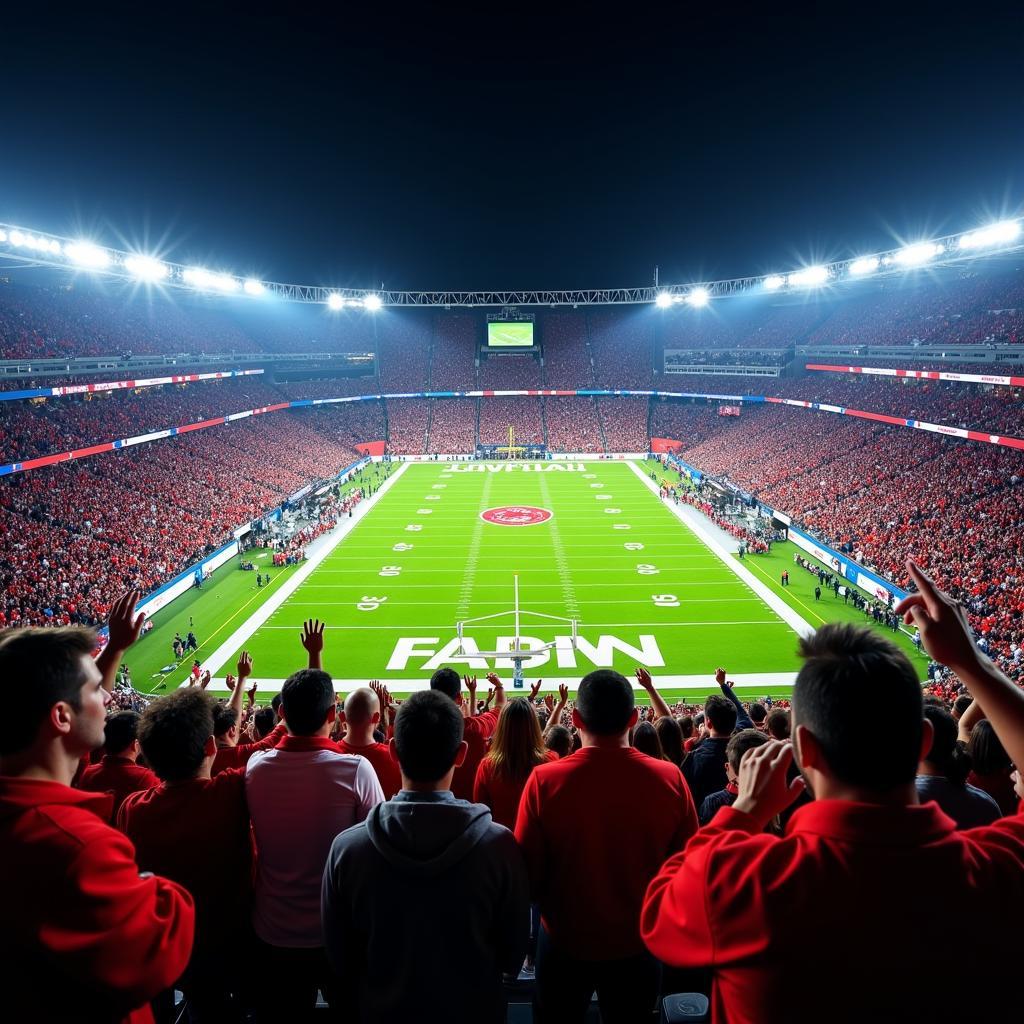 Fans cheering at an American football game