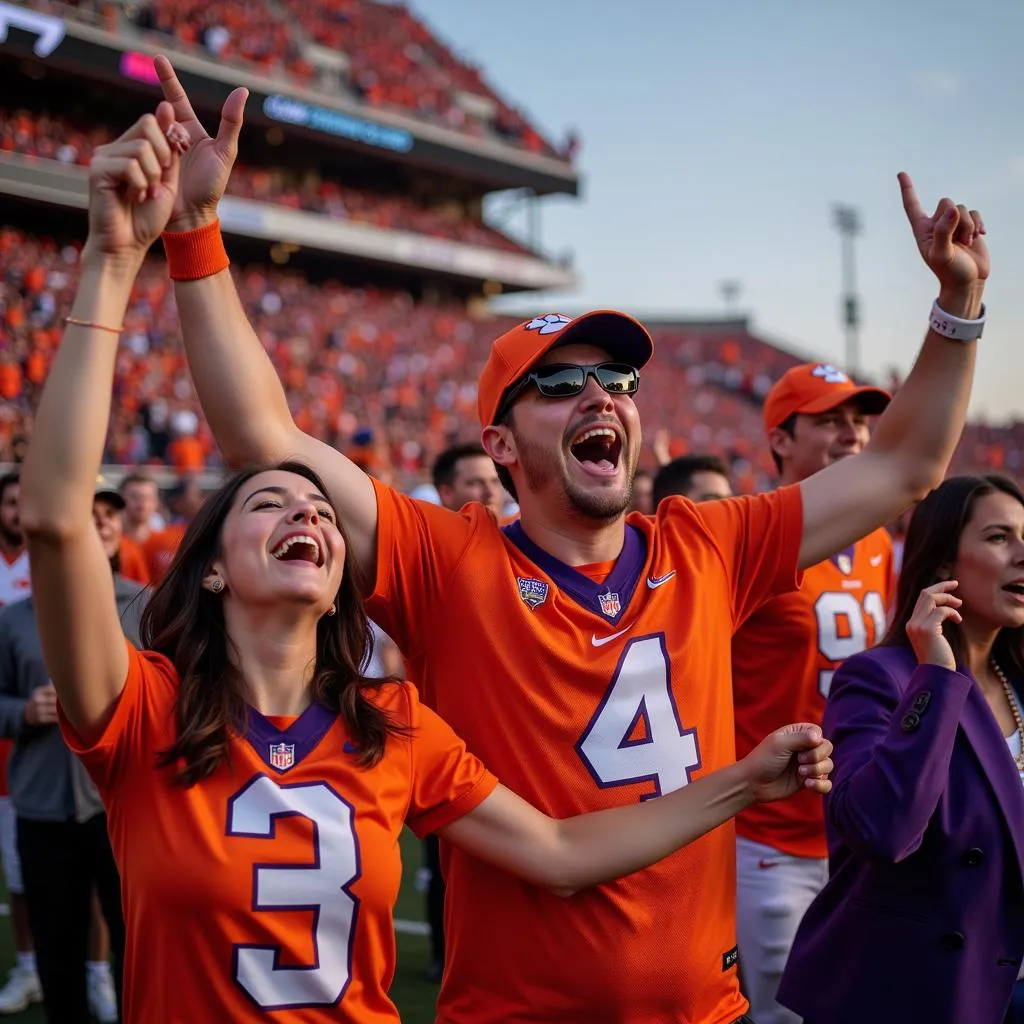 Clemson fans celebrating a touchdown