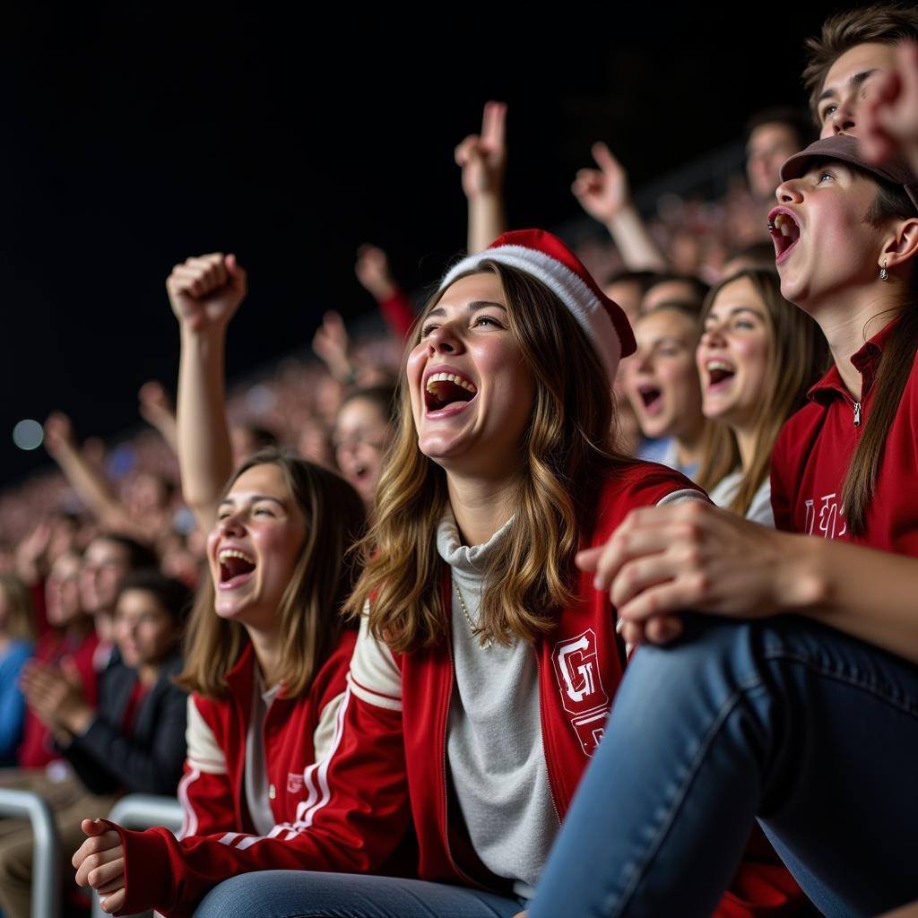 Fans Cheering at Friday Night Football Game