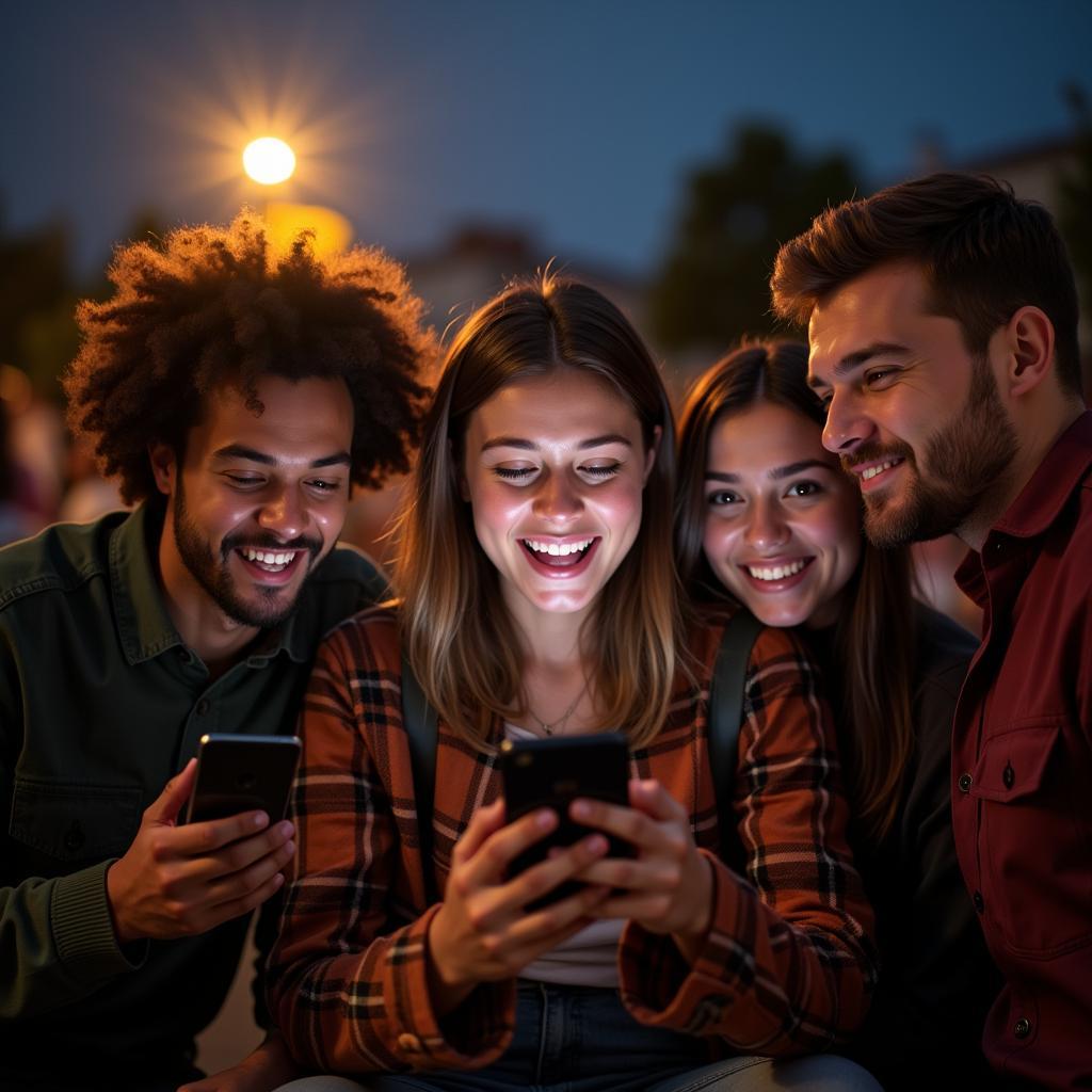 Fans Watching American Football Game on Phone