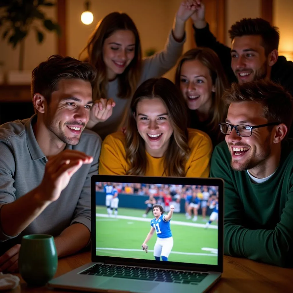 Fans watching a Basehor Linwood High School football live stream together