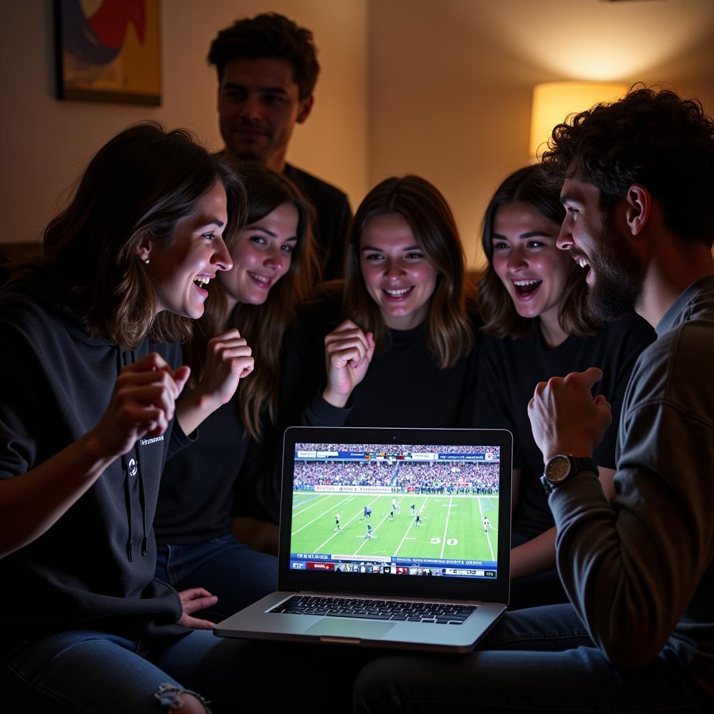 Fans Watching Bradley Central Football Live Stream on Laptop