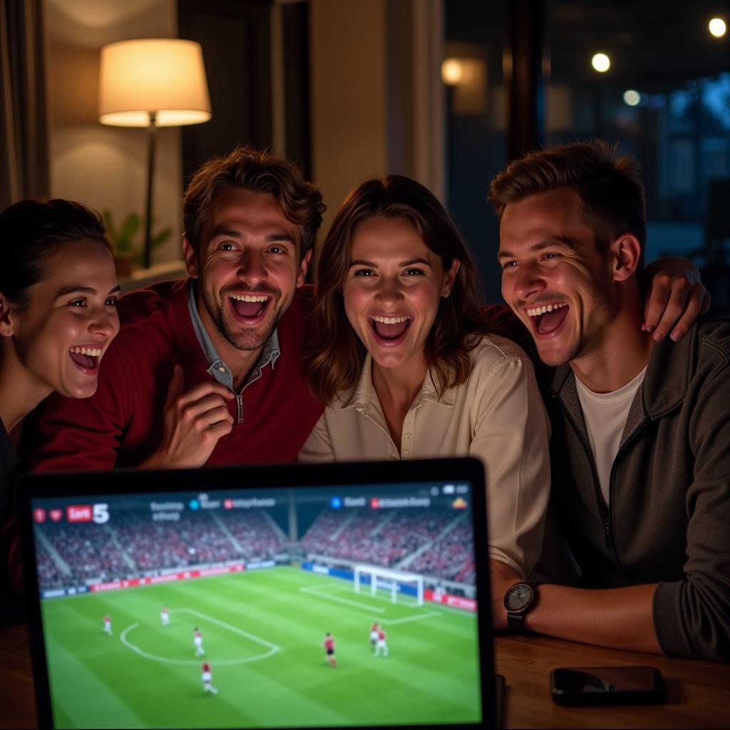 Fans Watching Channel 5 Live Sport Football