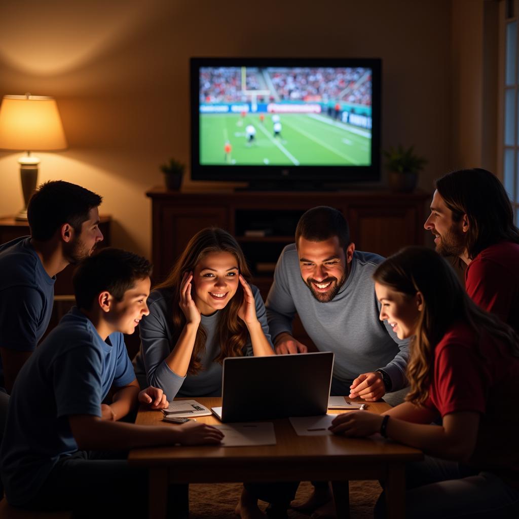 Fans Cheering While Watching a Cisco High School Football Game Live Stream