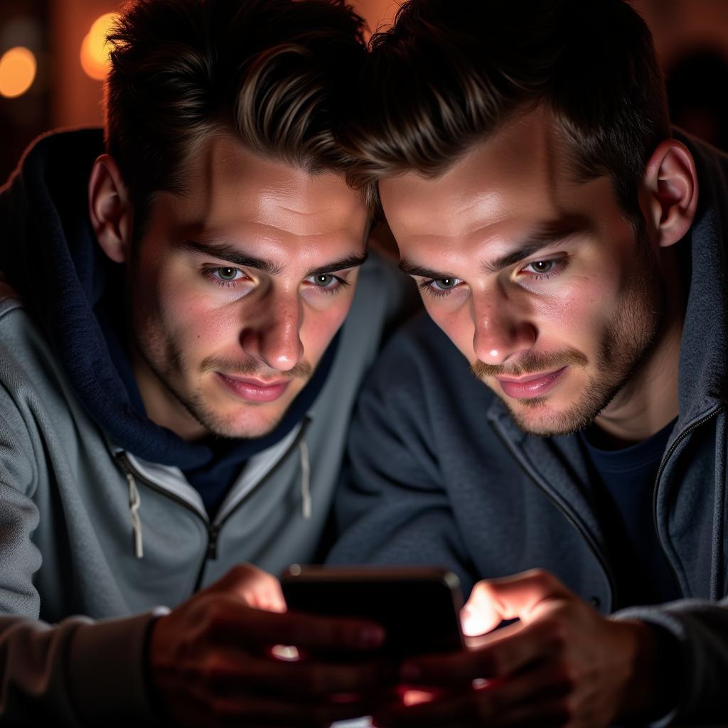 Fans Watching England Match on Phone