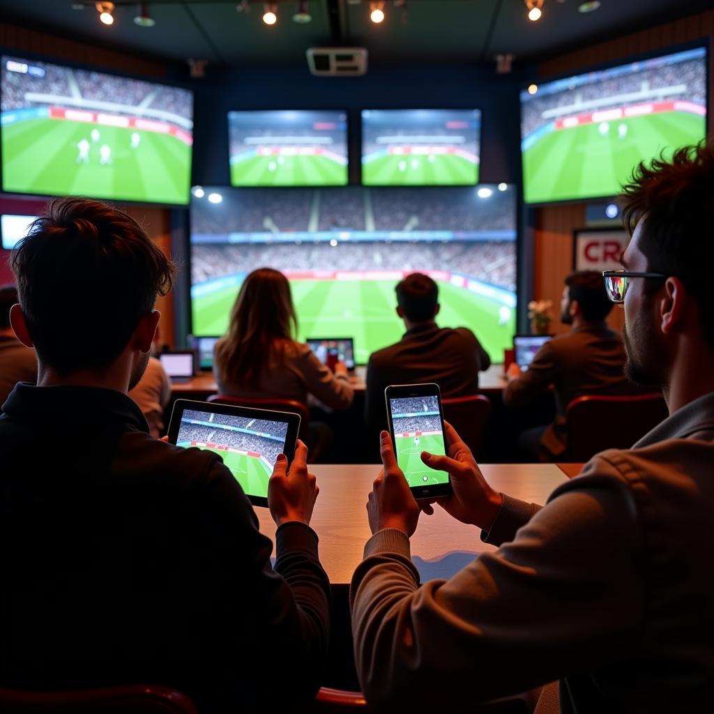 Fans watching a football today live match on their mobile devices