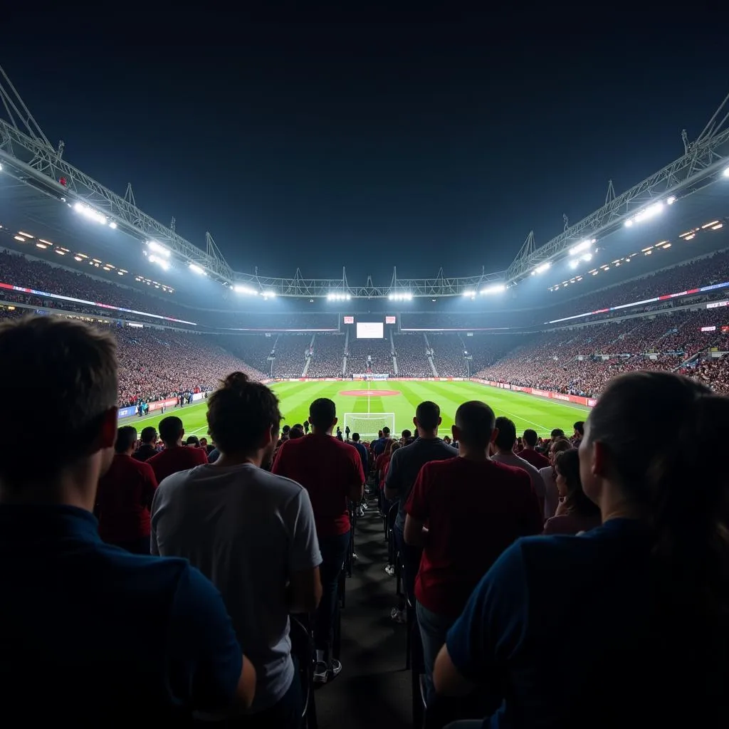 Fans watching the game in the stadium